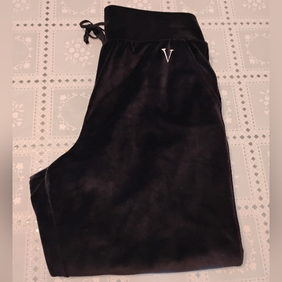🆕 Victoria's Secret High Waist Velour Tracksuit Jogger, Large, Black, NWOT - Picture 8 of 15